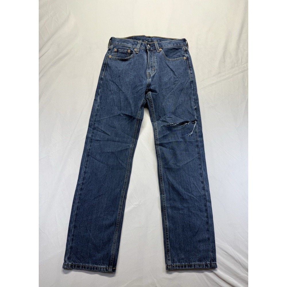 Levi's 505 Men's Jeans 29x30 Blue Denim Straight Leg Zip Fly Classic USA *hole